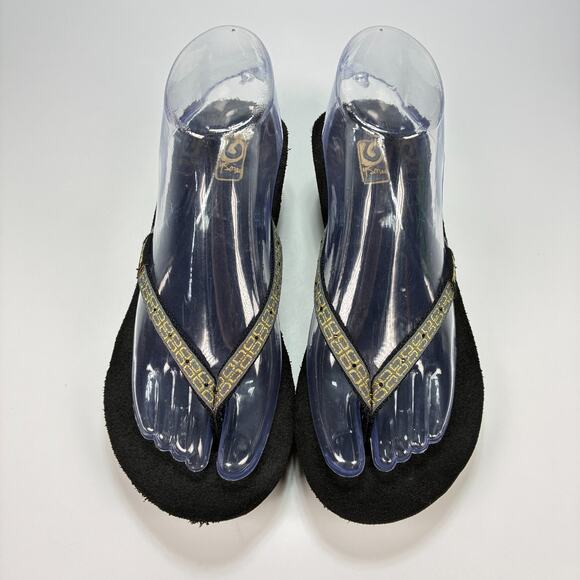 Teva Mush Black Wedge Flip Flop Thong Sandals Comfort Casual Women’s Size 7 - Picture 3 of 9